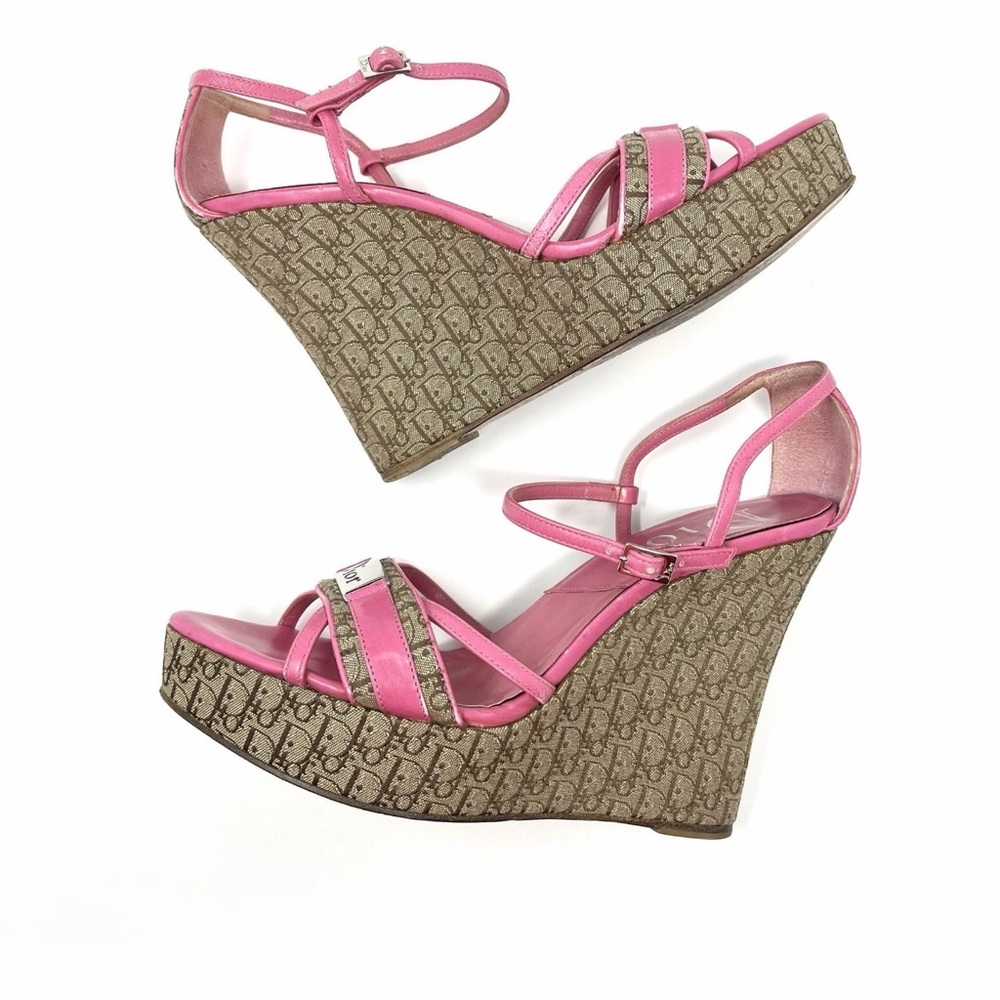 Dior Pink Logo Strap Slingback Heels - Picture 3 of 7